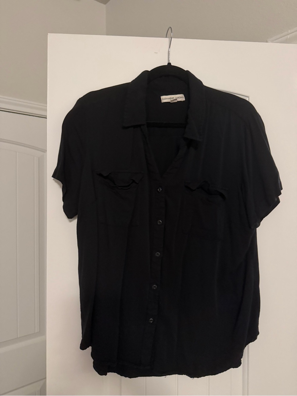 Alexander Jordan Black Short-Sleeve Button-Up Shirt